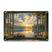 Window Sunset By The Lake