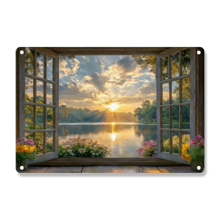 Window Sunset By The Lake