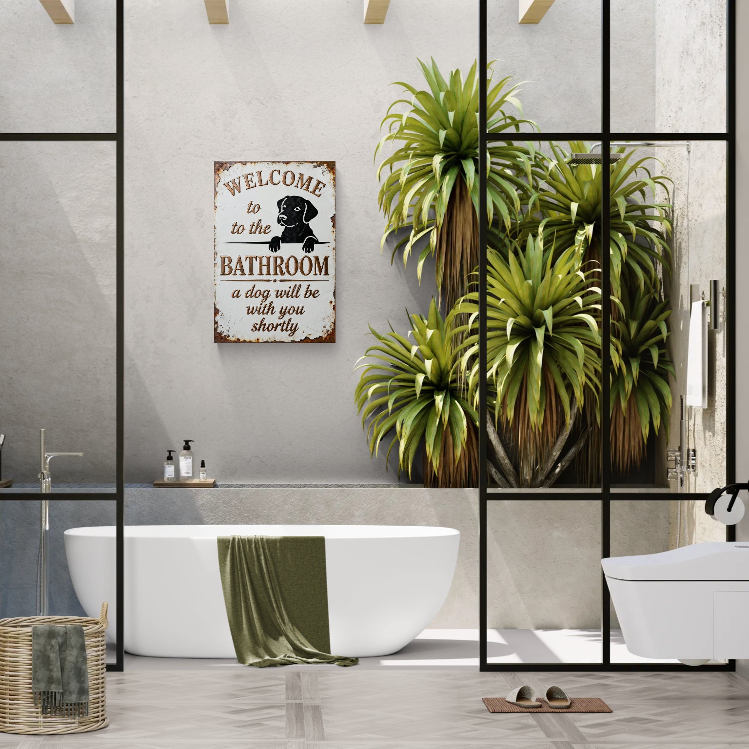 Welcome To The Bathroom A Dog Will Be With You