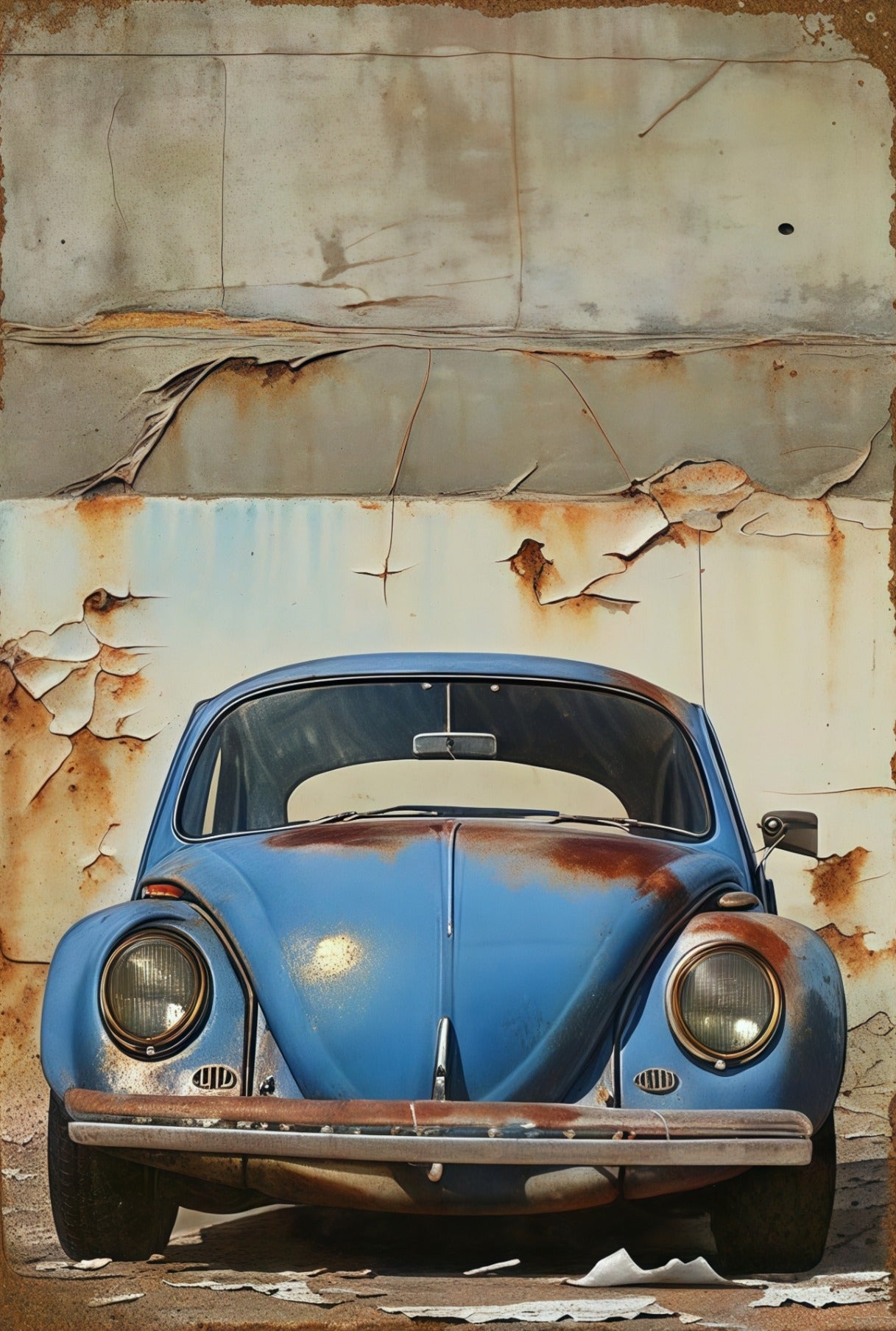 Metal Art - Blue Old Car