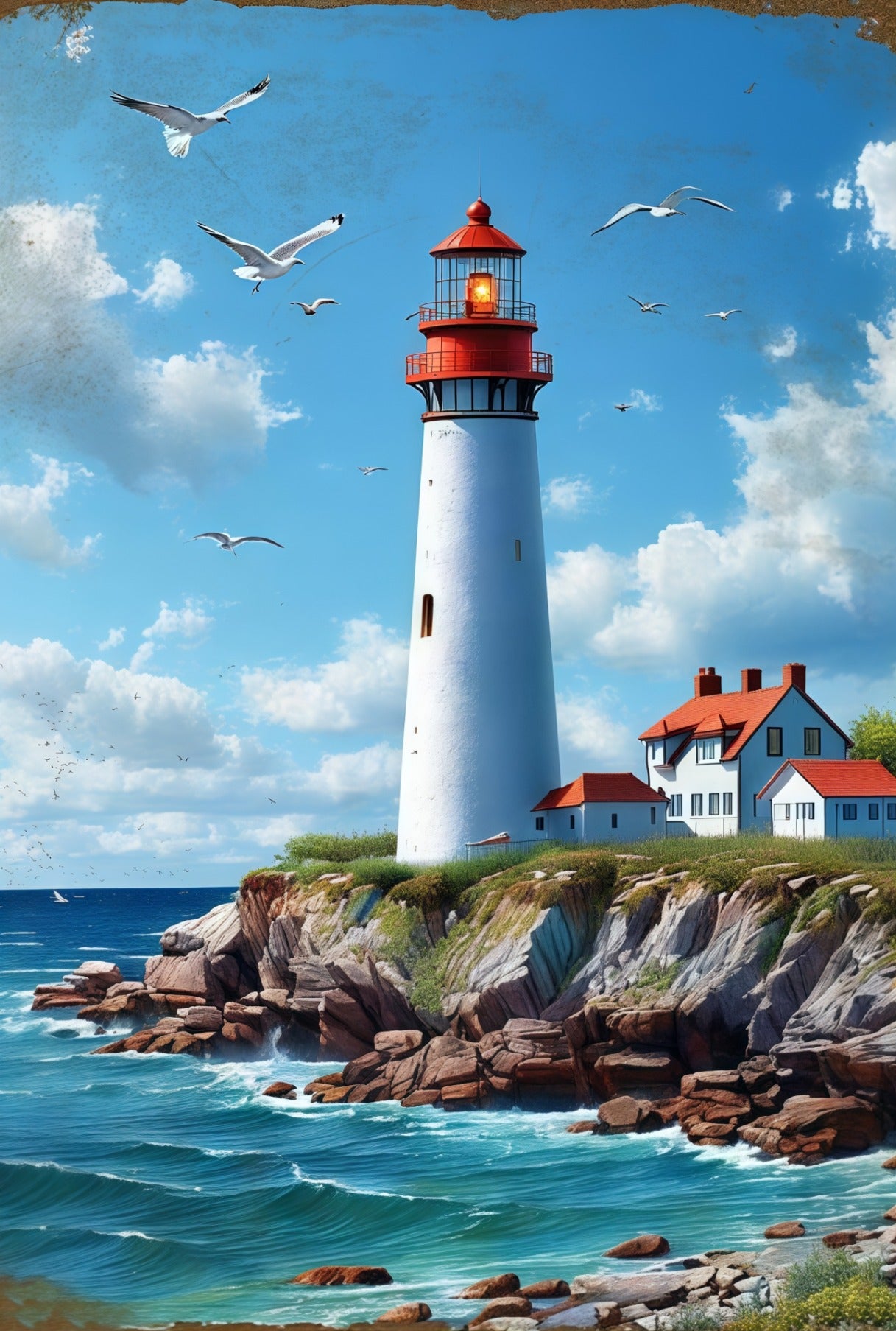 Metal Art - The Lighthouse on the Cliff Edge