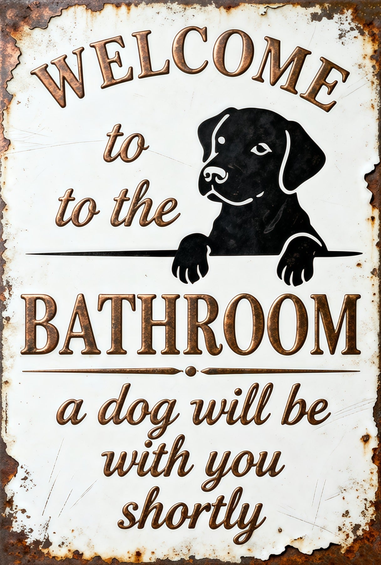 Metal Art - Welcome to the Bathroom with A Dog